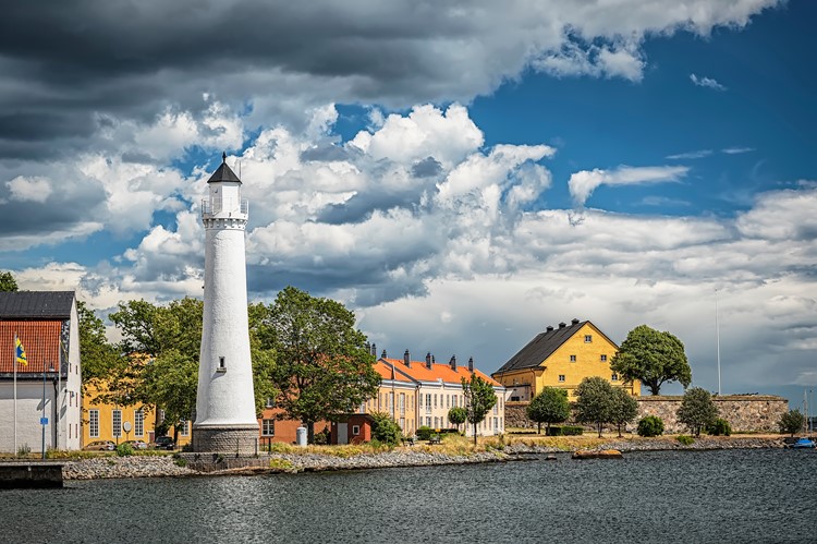 Vuurtoren van Stumholmen eiland in Karlskrona, Zweden